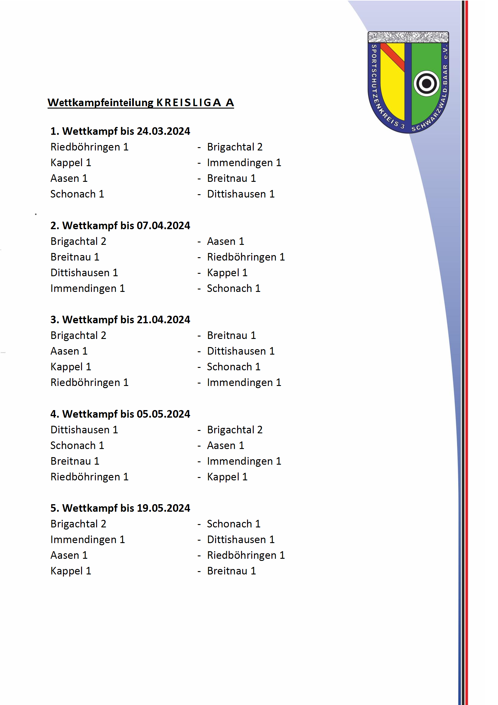 2024 KK liegend KreisLiga A Mannschaftseinteilung geschwärzt
