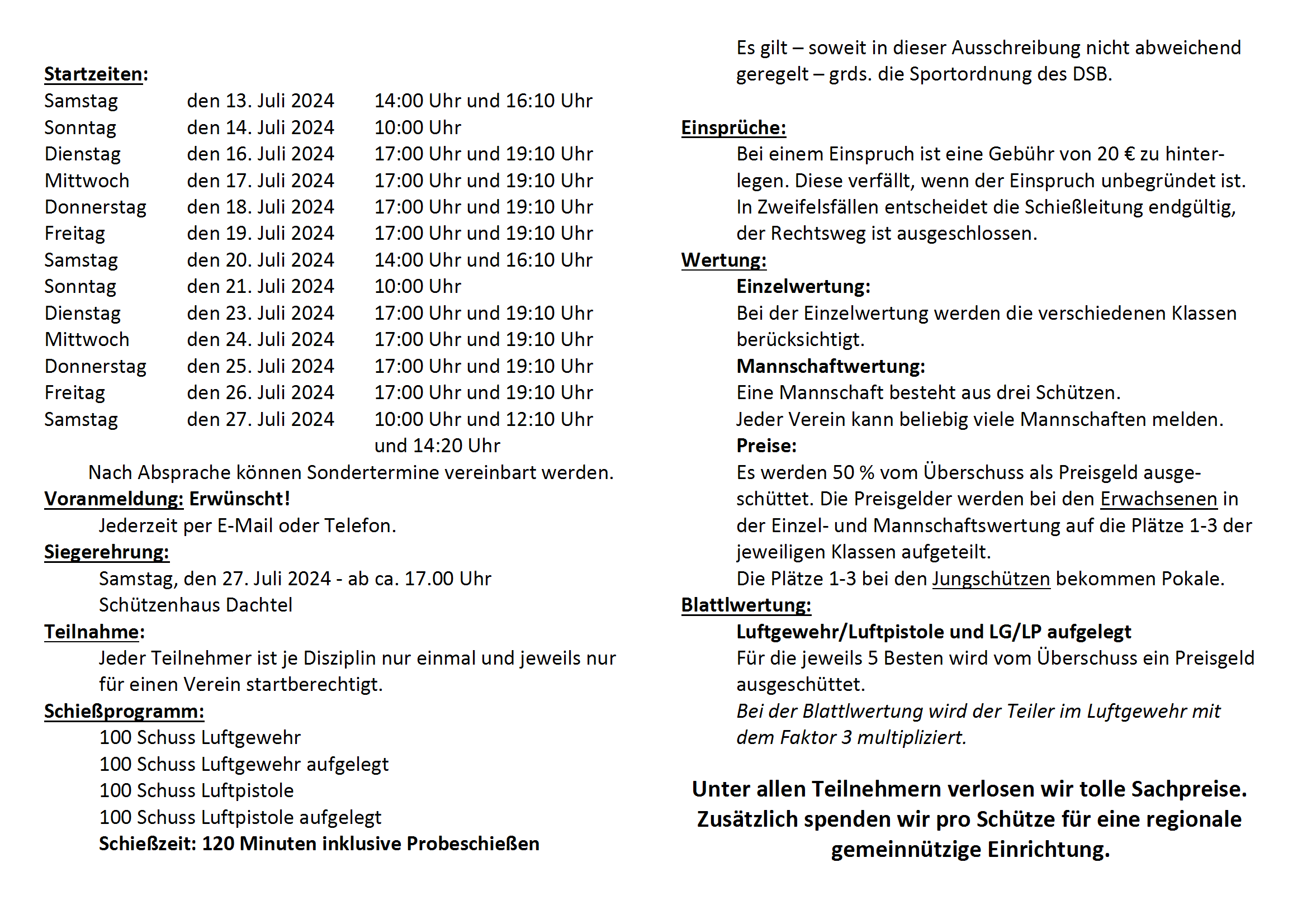 2024 Dacheler 100 Schuss Turnier Flyer 2024 p2